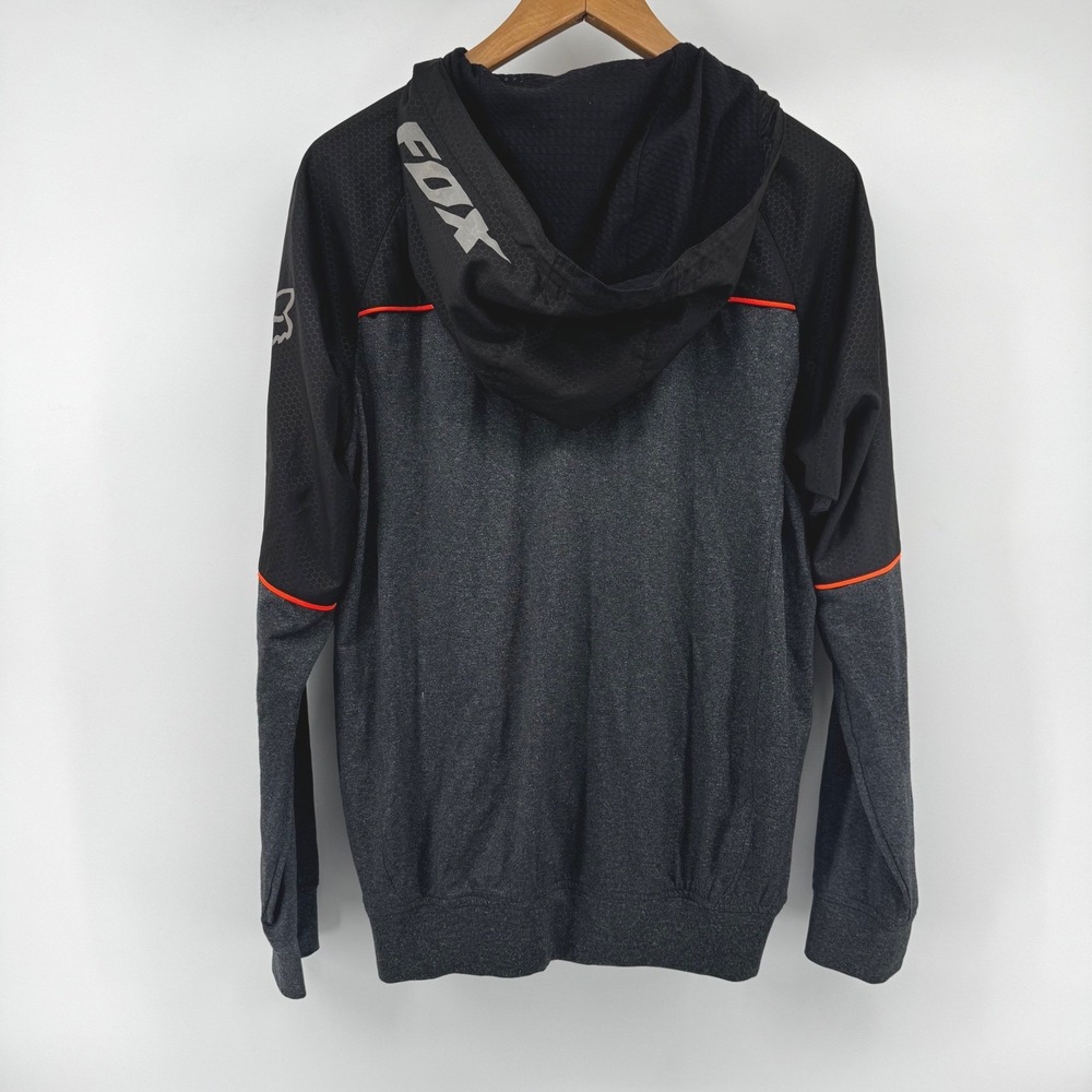 Fox Racing Fox Tech Mens S Full Zip Hooded Jacket Charcoal Black Orange - Picture 5 of 8